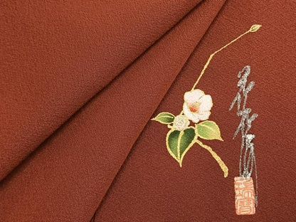 平和屋着物●本草木染作家　瑞寶　色無地　紅海老茶色　正絹　逸品　AABL3006fy