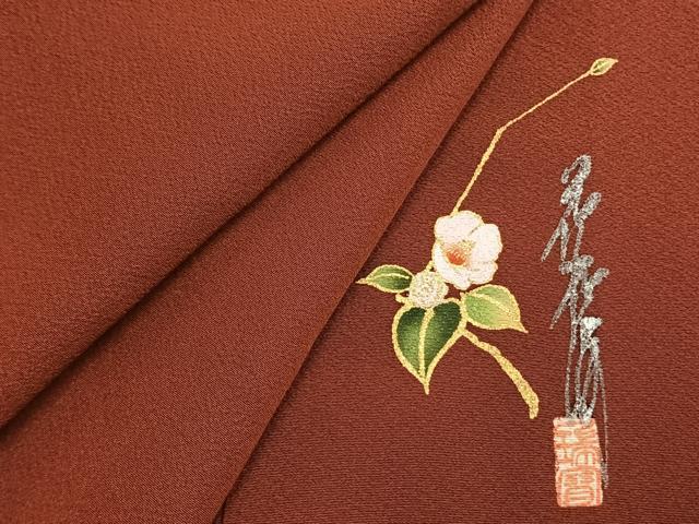 平和屋着物●本草木染作家　瑞寶　色無地　紅海老茶色　正絹　逸品　AABL3006fy