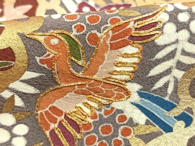 平和屋着物●豪華色留袖　駒刺繍　吉祥舞蝶花鳥文　金彩　正絹　逸品　AABL3010fy