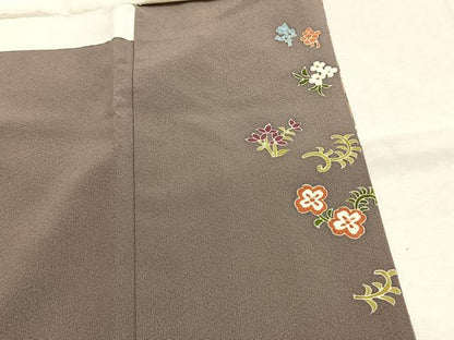 平和屋着物●豪華色留袖　駒刺繍　吉祥舞蝶花鳥文　金彩　正絹　逸品　AABL3010fy
