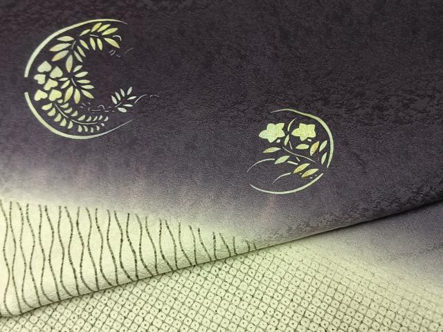 平和屋着物●訪問着　草花文　暈し染め　金彩　正絹　逸品　AABL3013fy