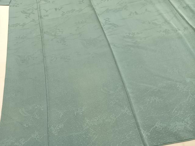 平和屋着物●上質な色無地　風景地紋　秘色色　正絹　逸品　AABL3017fy