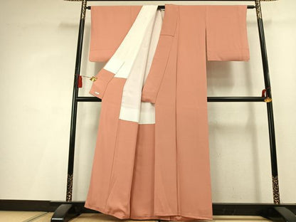 平和屋着物●上質な色無地　ときがら茶色　丹後ちりめん　反端付き　正絹　逸品　AABL3019fy