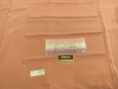 平和屋着物●上質な色無地　ときがら茶色　丹後ちりめん　反端付き　正絹　逸品　AABL3019fy