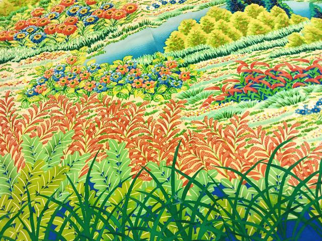 平和屋着物●豪華振袖　刺繍　風景花文　暈し染め　正絹　逸品　AABL3022fy