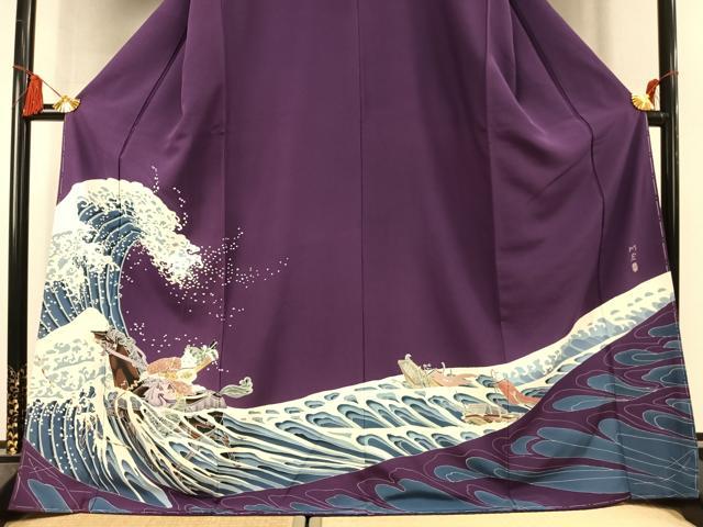 平和屋着物●本加賀友禅作家　木村州宏　色留袖　立波人物馬文　正絹　逸品　AABL3026fy