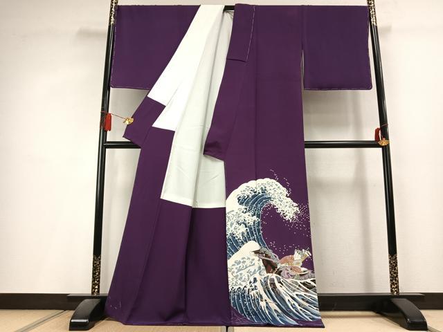 平和屋着物●本加賀友禅作家　木村州宏　色留袖　立波人物馬文　正絹　逸品　AABL3026fy