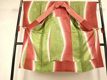 平和屋着物●長襦袢　無双仕立て　丸地紋　暈し染め　半衿刺繍　正絹　逸品　AABL3027fy