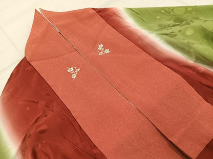 平和屋着物●長襦袢　無双仕立て　丸地紋　暈し染め　半衿刺繍　正絹　逸品　AABL3027fy