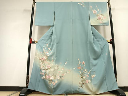 平和屋着物●訪問着　友禅　作家物　枝花文　暈し染め　正絹　逸品　未使用　AABL3029fy