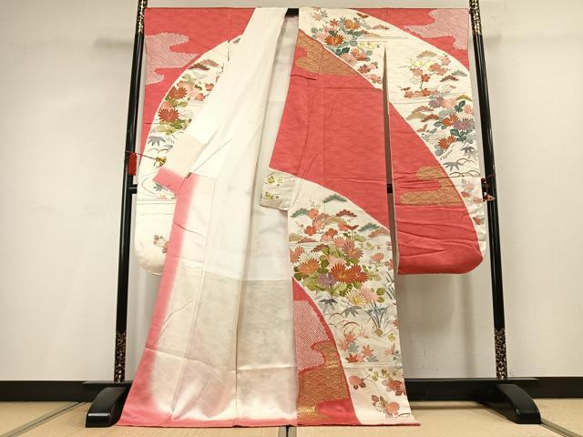 平和屋着物●創業460年・千總　振袖　絞り　駒刺繍　草花文　金彩　高島屋扱い　正絹　逸品　AABL3030fy