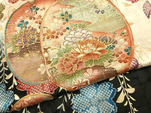 平和屋着物●豪華振袖　作家物　駒刺繍　草花文　暈し染め　金銀彩　正絹　逸品　AABL3039fy