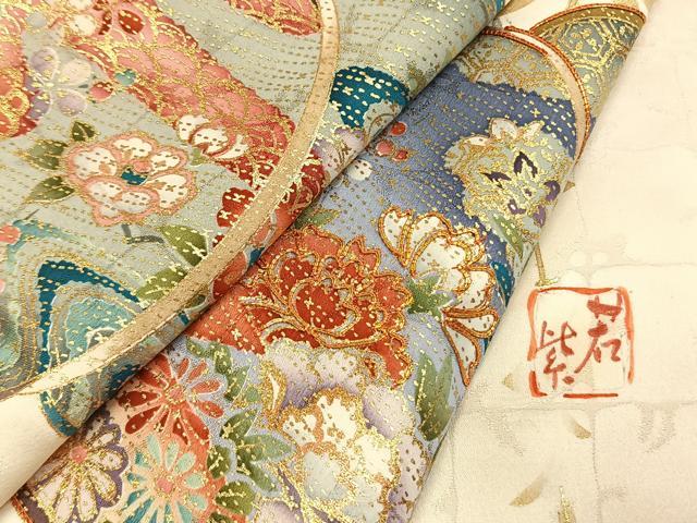 平和屋着物●豪華振袖　作家物　駒刺繍　草花文　暈し染め　金銀彩　正絹　逸品　AABL3039fy