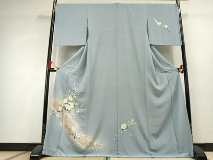 平和屋着物●本加賀友禅作家　南克治　訪問着　草花文　暈し染め　ロング丈　正絹　逸品　AABL3041fy