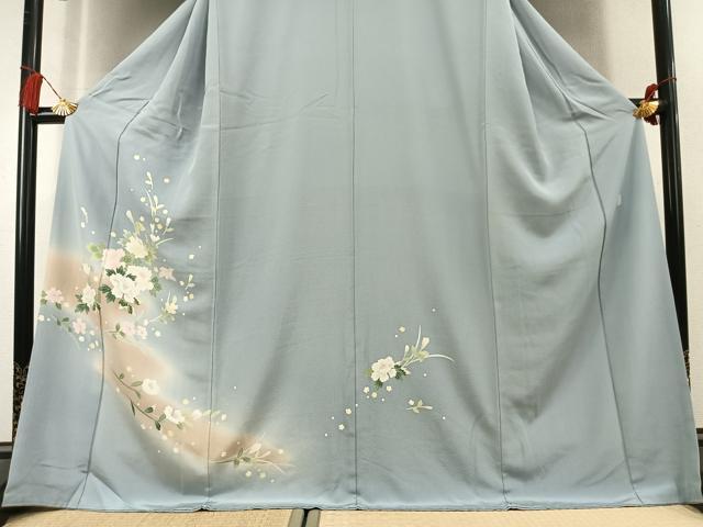 平和屋着物●本加賀友禅作家　南克治　訪問着　草花文　暈し染め　ロング丈　正絹　逸品　AABL3041fy