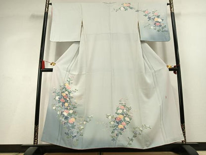 平和屋着物●訪問着　友禅　作家物　草花文　暈し染め　正絹　逸品　AABL3044fy