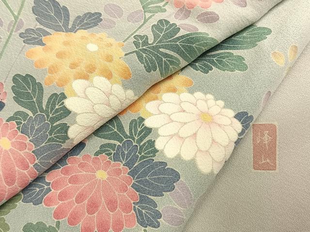 平和屋着物●訪問着　友禅　作家物　草花文　暈し染め　正絹　逸品　AABL3044fy