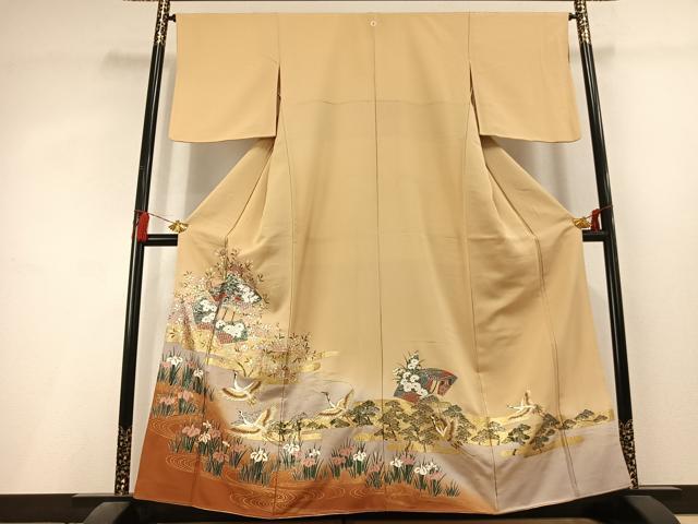 平和屋着物●豪華色留袖　地紙花鳥文　暈し染め　金銀彩　正絹　逸品　AABL3048fy