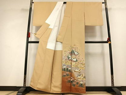 平和屋着物●豪華色留袖　地紙花鳥文　暈し染め　金銀彩　正絹　逸品　AABL3048fy