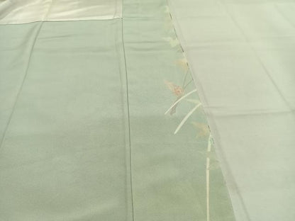 平和屋着物●訪問着　刺繍　花鳥文　暈し染め　金彩　正絹　逸品　AABL3049fy