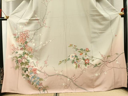 平和屋着物●訪問着　友禅　作家物　枝花文　暈し染め　正絹　逸品　AABL3052fy
