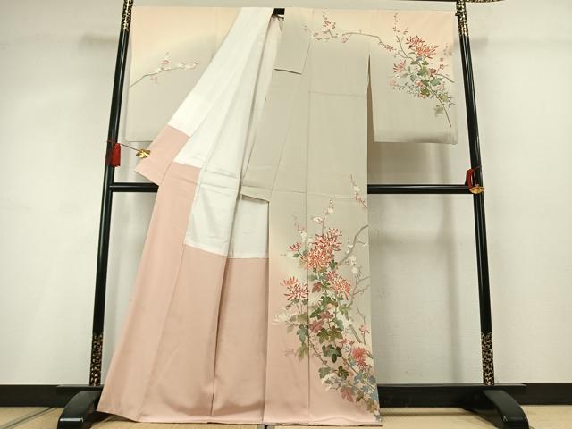 平和屋着物●訪問着　友禅　作家物　枝花文　暈し染め　正絹　逸品　AABL3052fy