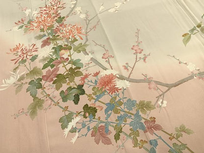 平和屋着物●訪問着　友禅　作家物　枝花文　暈し染め　正絹　逸品　AABL3052fy