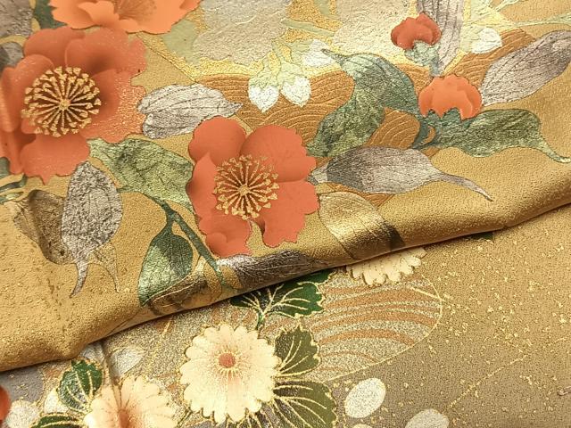 平和屋着物●訪問着　作家物　枝花文　暈し染め　金銀彩　正絹　逸品　AABL3056fy
