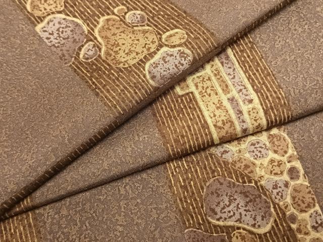 平和屋着物●本場染大島紬　市松文様　正絹　逸品　AABL3058fy