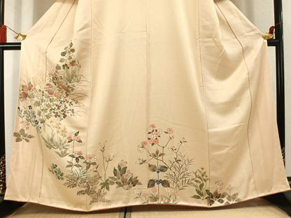 平和屋着物●訪問着　草花文　金彩　正絹　逸品　AABL3066fy