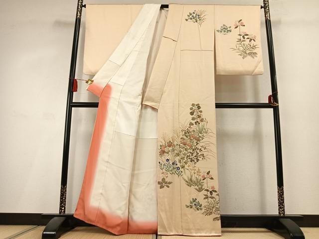 平和屋着物●訪問着　草花文　金彩　正絹　逸品　AABL3066fy