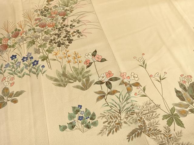 平和屋着物●訪問着　草花文　金彩　正絹　逸品　AABL3066fy