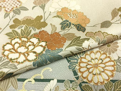 平和屋着物●訪問着　駒刺繍　草花文　暈し染め　金彩　正絹　逸品　AABL3067fy
