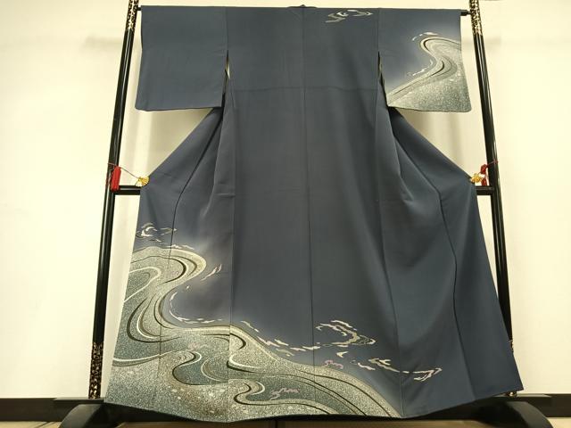 平和屋着物●訪問着　流水文　暈し染め　正絹　逸品　AABL3069fy