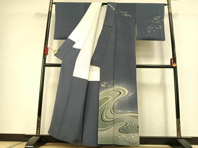 平和屋着物●訪問着　流水文　暈し染め　正絹　逸品　AABL3069fy