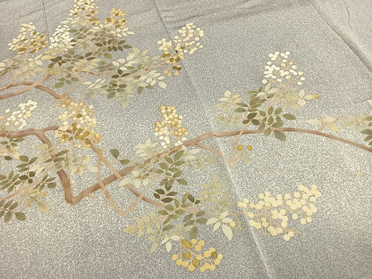 平和屋着物●訪問着　刺繍　枝花文　たたき染め　金彩　正絹　逸品　AABL3070fy