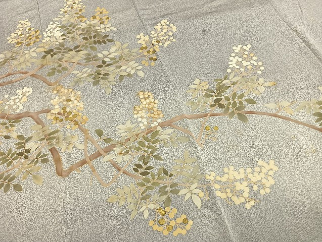 平和屋着物●訪問着　刺繍　枝花文　たたき染め　金彩　正絹　逸品　AABL3070fy