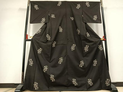 平和屋着物●本場大島紬　9マルキ　地空き　幾何学文様　正絹　逸品　AABL3073fy