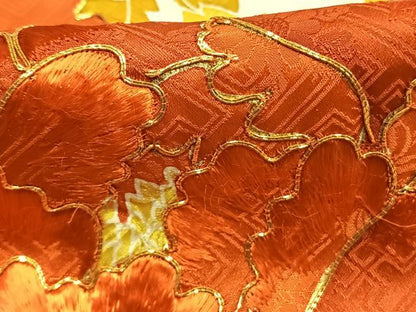 平和屋着物●豪華振袖　絞り　駒刺繍　草花文　金彩　正絹　逸品　AABL3074fy