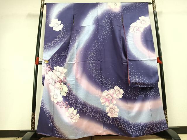 平和屋着物●豪華振袖　舞花文　暈し染め　正絹　逸品　AABL3077fy