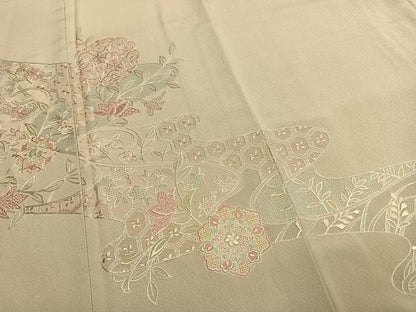 平和屋着物●訪問着　中国三大刺繍　スワトウ刺繍　汕頭刺繍　総刺繍　吉祥花文　正絹　逸品　AABL3078fy