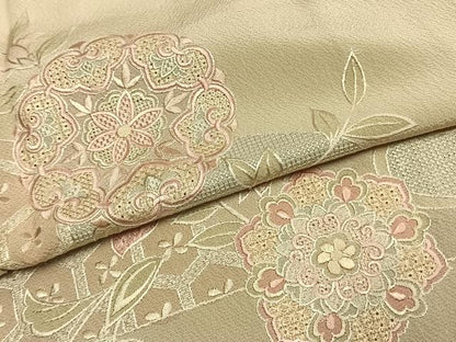 平和屋着物●訪問着　中国三大刺繍　スワトウ刺繍　汕頭刺繍　総刺繍　吉祥花文　正絹　逸品　AABL3078fy