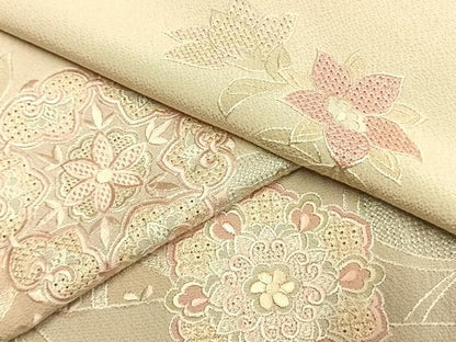 平和屋着物●訪問着　中国三大刺繍　スワトウ刺繍　汕頭刺繍　総刺繍　吉祥花文　正絹　逸品　AABL3078fy