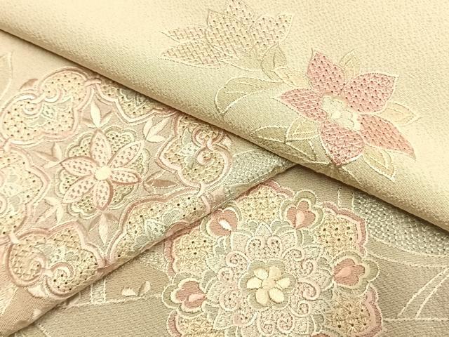 平和屋着物●訪問着　中国三大刺繍　スワトウ刺繍　汕頭刺繍　総刺繍　吉祥花文　正絹　逸品　AABL3078fy