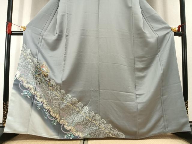 平和屋着物●訪問着　吉祥花文　ラインストーン　暈し染め　金彩　正絹　逸品　AABL3080fy