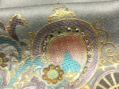 平和屋着物●訪問着　吉祥花文　ラインストーン　暈し染め　金彩　正絹　逸品　AABL3080fy