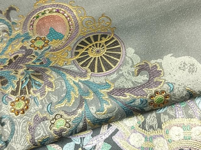 平和屋着物●訪問着　吉祥花文　ラインストーン　暈し染め　金彩　正絹　逸品　AABL3080fy