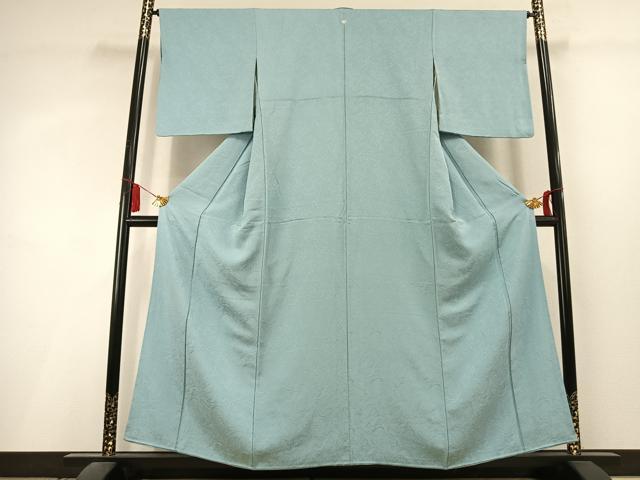 平和屋着物●上質な色無地　墨流し地紋　水色　正絹　逸品　AABL3081fy