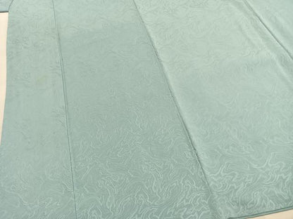 平和屋着物●上質な色無地　墨流し地紋　水色　正絹　逸品　AABL3081fy