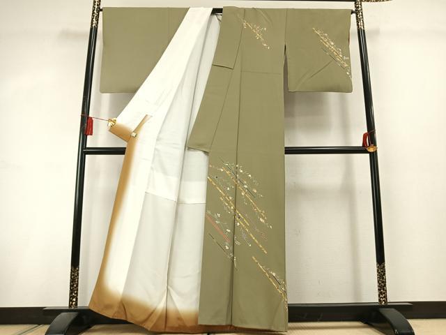 平和屋着物●訪問着　草花文　金彩　鈴乃屋扱い　正絹　逸品　AABL3083fy